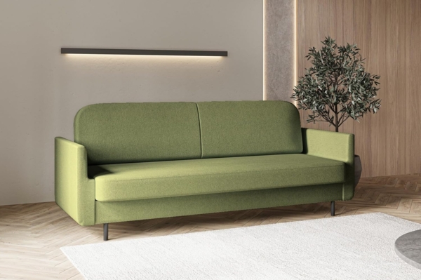 MOEBLO Schlafsofa POUCH, Couch Polstermöbel Sitzmöbel Wohnzimmermöbel 3-Sitzer-Sofa Stoffsofa, Elegantes, funktionales Design mit Schlaffunktion und zusätzlichem Stauraum, mit Relaxfunktion