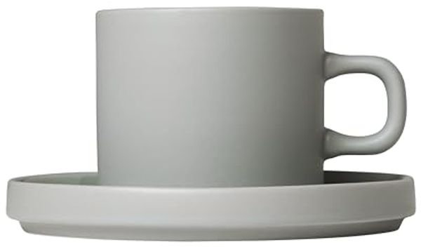 Blomus Pilar Set 2 Kaffeetassen, Kaffee Tasse, Becher, Keramik, Mirage Grey, 200 ml, 63911