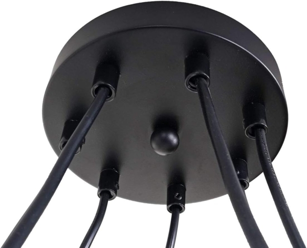 Pendelleuchte HWC-H85, Hängelampe Hängeleuchte, Industrial Metall höhenverstellbar schwarz ~ 7x Gitterlampenschirm Bild 5