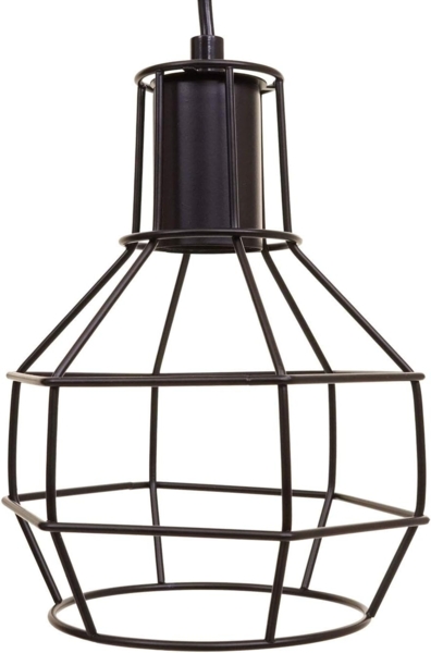 Pendelleuchte HWC-H85, Hängelampe Hängeleuchte, Industrial Metall höhenverstellbar schwarz ~ 7x Gitterlampenschirm Bild 4