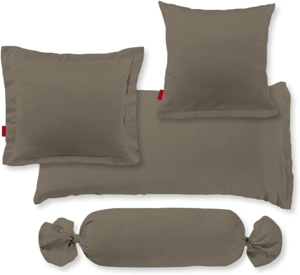 Fleuresse Mako-Satin Kissenbezüge 40x60 cm uni mit RV DP 9042 taupe Bild 3
