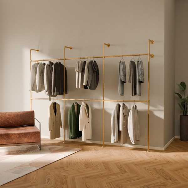 pamo. design Kleiderständer KIM DOUBLE, Offener Kleiderschrank aus Wasserrohren