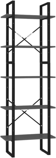 vidaXL Bücherregal 5 Fächer Grau 60x30x175 cm Holzwerkstoff 3081980