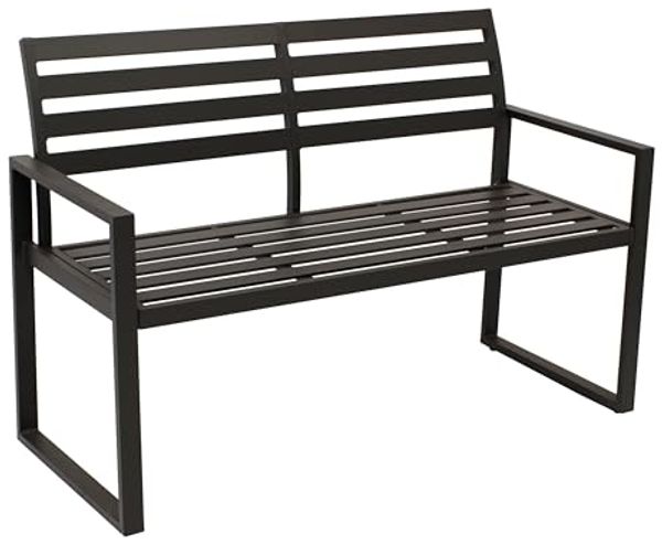 DEGAMO Gartenbank ATLANTA, 2-sitzer 123cm, Aluminium rostfrei in schwarz, modern