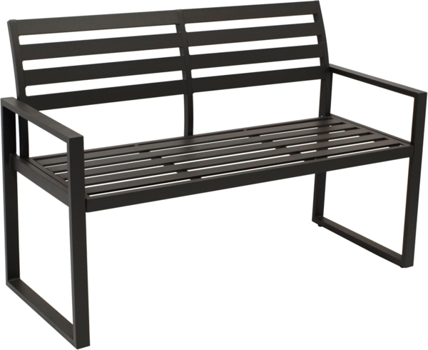 DEGAMO Gartenbank ATLANTA, 2-sitzer 123cm, Aluminium rostfrei in schwarz, modern