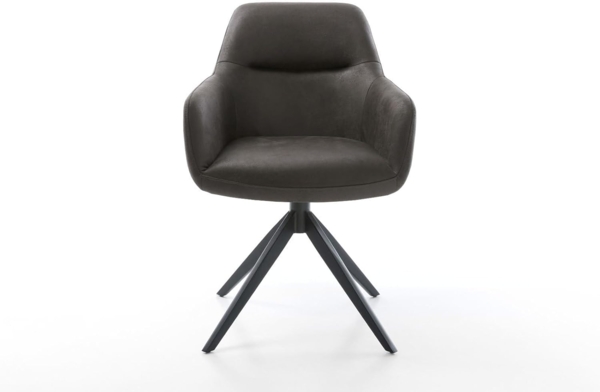 Drehstuhl Pejo-Flex Mikrofaser Anthrazit Vintage Kreuzgestell breit Schwarz 360° drehbar Wippfunktion Taschenfederkern Bild 3