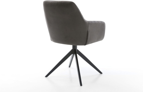 Drehstuhl Pejo-Flex Mikrofaser Anthrazit Vintage Kreuzgestell breit Schwarz 360° drehbar Wippfunktion Taschenfederkern Bild 6