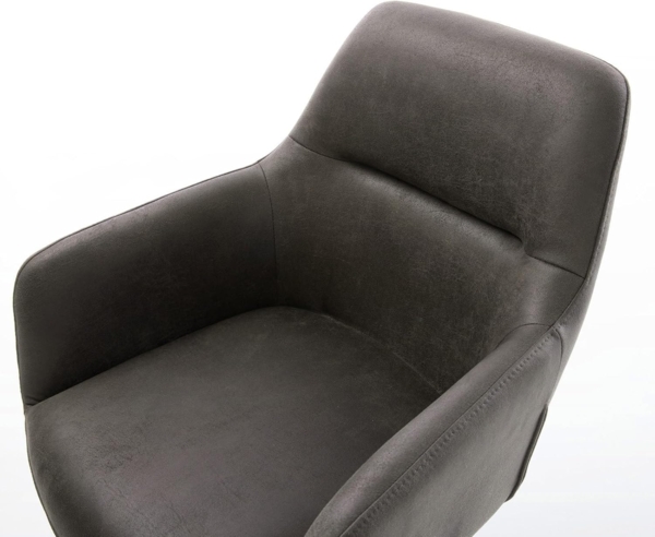 Drehstuhl Pejo-Flex Mikrofaser Anthrazit Vintage Kreuzgestell breit Schwarz 360° drehbar Wippfunktion Taschenfederkern Bild 5