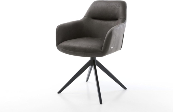 Drehstuhl Pejo-Flex Mikrofaser Anthrazit Vintage Kreuzgestell breit Schwarz 360° drehbar Wippfunktion Taschenfederkern Bild 2