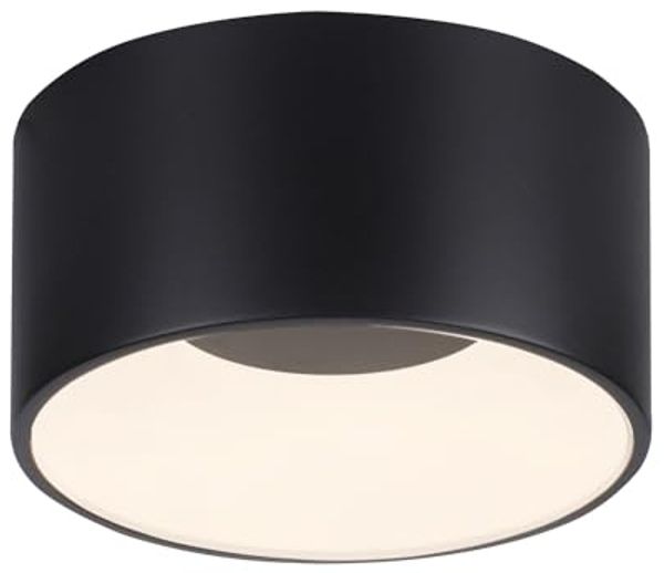 JUST LIGHT LED Deckenleuchte TANIKA, Ø 16 cm, 1-flammig, Schwarz, Kunststoff, Dimmfunktion, Memoryfunktion, LED Deckenlampe