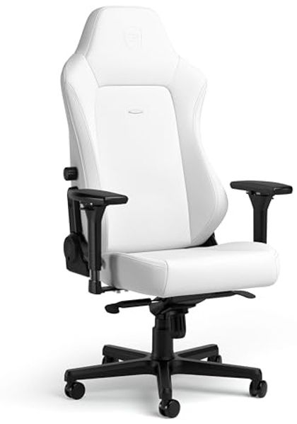 noblechairs Hero Gaming Stuhl - Bürostuhl Weiß Inklusive Kissen - Gaming Sessel High-Tech Kunstleder - Ergonomischer Stuhl - White Edition