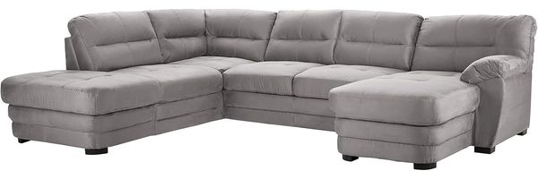 Mivano Wohnlandschaft Royale, Zeitloses U-Form-Sofa mit hohen Rückenlehnen, 316 x 90 x 230, Mikrofaser, grau