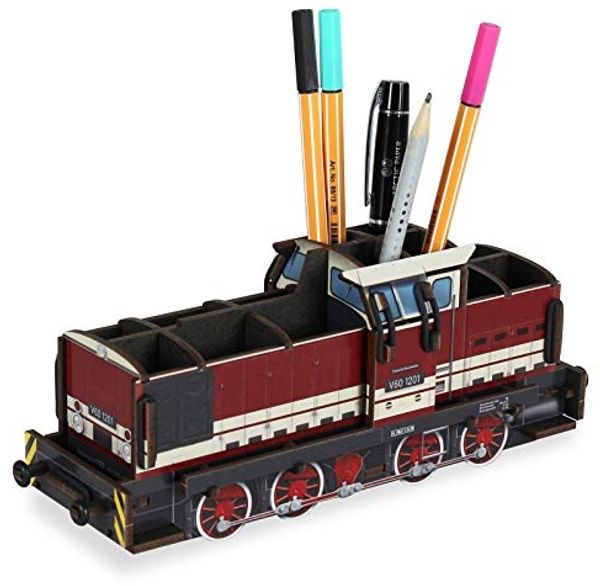 Werkhaus - Stiftebox Diesellok V60 Rot WE2098 Lok Zug Stifte- Halter Becher