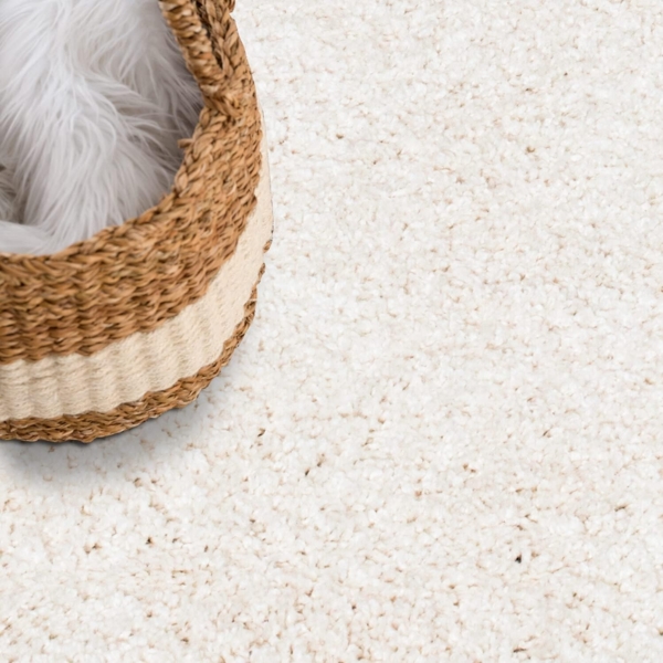 carpet city Shaggy Hochflor Teppich - 133x190 cm - Creme - Langflor Wohnzimmerteppich - Einfarbig Uni Modern - Flauschig-Weiche Teppiche Schlafzimmer Deko Bild 3