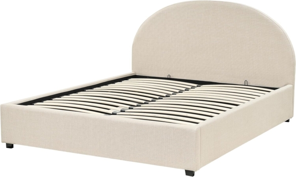 Bett mit Stauraum VAUCLUSE 160 x 200 cm Stoff Sandbeige Bild 5