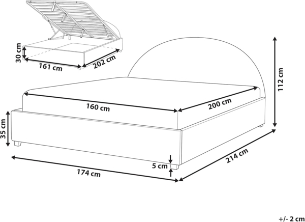 Bett mit Stauraum VAUCLUSE 160 x 200 cm Stoff Sandbeige Bild 3