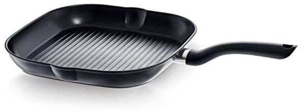 Fissler Cenit Induktion Grillpfanne, eckige Pfanne, Stielpfanne, Bratpfanne, Aluminium, Schwarz, 28 cm, 045 601 28 100 0