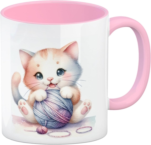 speecheese Tasse Katzentasse Kaffeebecher in rosa