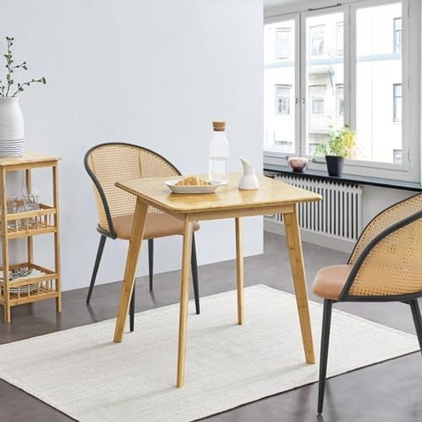 Esstisch Närpes für 2 Personen Bambus 75x70x70 cm [en. casa]