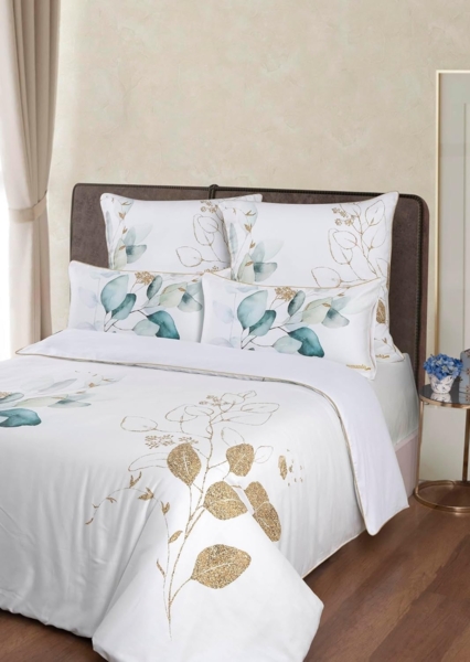 Aymando Kissenbezüge Leaf Grean, (2 Stück), 100% Baumwolle Mako Satin, 40x80cm