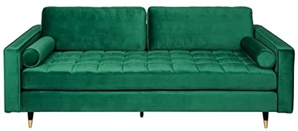 riess-ambiente 3-Sitzer COZY VELVET 220cm smaragdgrün / schwarz / gold, Einzelartikel 1 Teile, Wohnzimmer · Samt · Polster · Federkern · mit Kissen · Barock Design