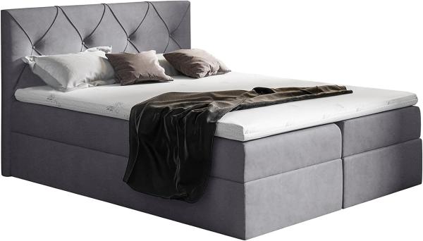 99rooms Arian Boxspringbett Velours 180 x 200 cm Dunkelgrau