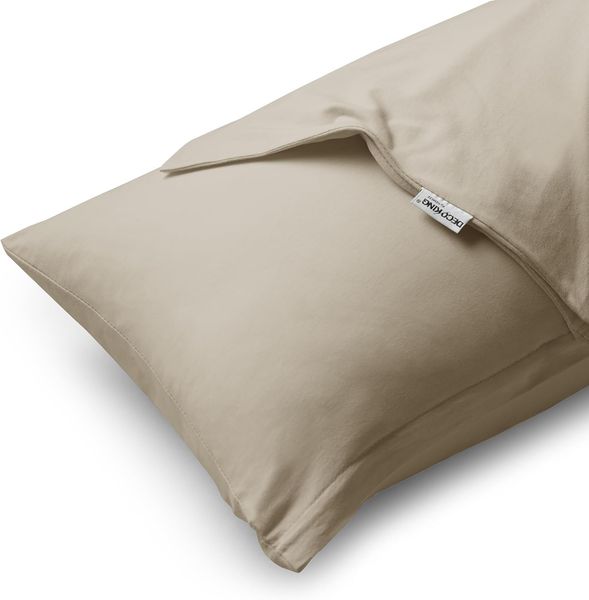 DecoKing 2 Kissenbezüge 50x50 cm Jersey Baumwolle Reißverschluss Cappuccino Amber Bild 3