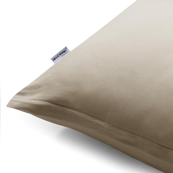 DecoKing 2 Kissenbezüge 50x50 cm Jersey Baumwolle Reißverschluss Cappuccino Amber Bild 2