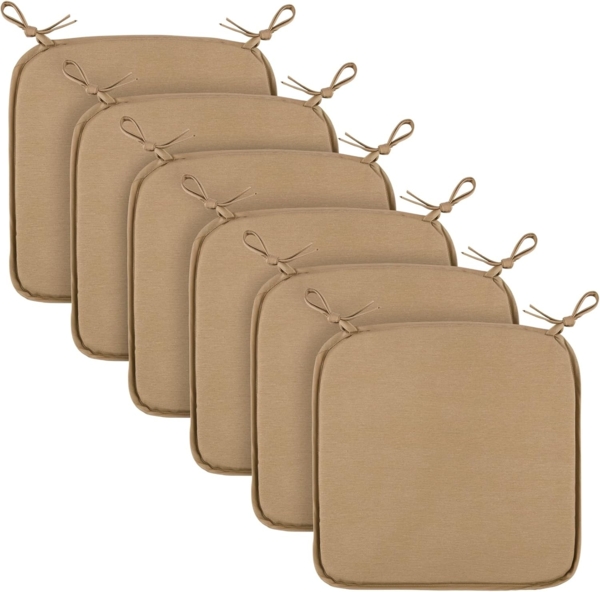 Bestlivings Stuhlkissen Canvas Sitzauflage Uni, Stuhlauflage (Hellbraun) Stuhlkissen mit Haltebändern 38x38cm