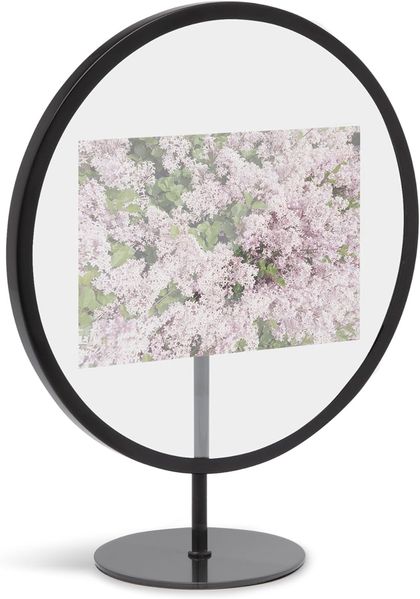 Umbra Bilderrahmen Infinity rund, Fotorahmen zum Aufstellen oder Hängen, Stahl, Glas, Schwarz, 10 x 15 cm, 1012271-040