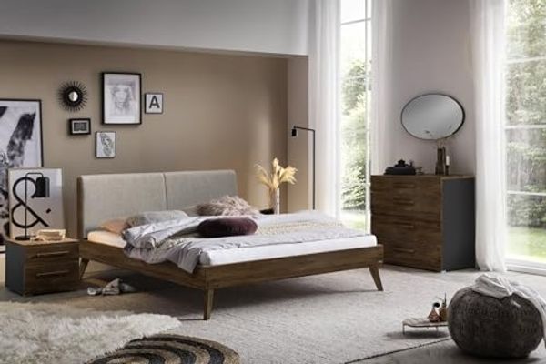 Hasena pronto - Wood Simone Massivholzbett 180x200 Nussbaum, geölt 327-Pepe beige