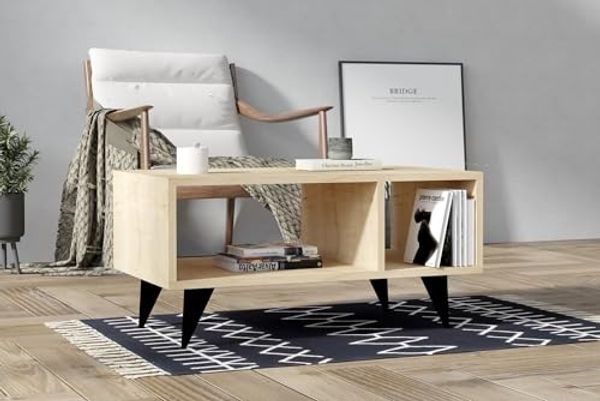 Hanah Home Sapphire Coffee Table, 80 x 50 x 40 cm | 100% Melamine Coated Particle Board, 18 mm Thick | Stylish & Functional Design for Modern Living Spaces