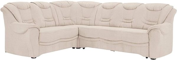 Cavadore Ecksofa Bansa mit Federkern / Polstercouch im klassischen Design / inkl. Bettfunktion / 265 x 94 x 215 / Mikrofaser Creme