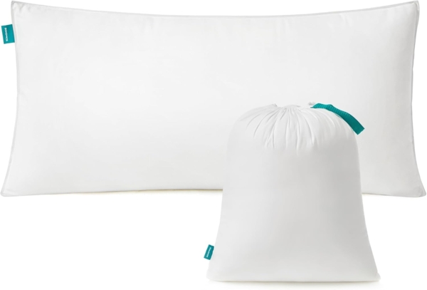 Songmics Kopfkissen 40x80 cm, Füllung 800 g, Stoffoberfläche aus weichem, gebürstetem Polyester, Kissen, maschinenwaschbar bei 60°, mit Aufbewahrungstasche,1er Set