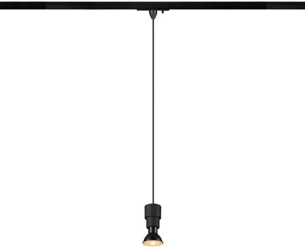 SLV PURI 2.0 Basic, 1~ Pendelleuchte, GU10, Pendellänge 200cm, 1x max. 6W, schwarz - Leuchten mit 1 Phasen Adapter