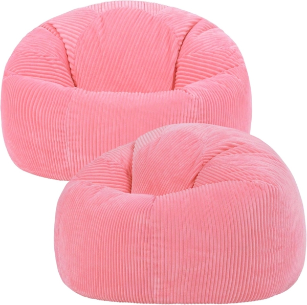Icon Kingston Sitzsack Cord, Kaugummirosa, 2er Pack, Sitzsack Erwachsene mit Füllung, Bean Bag, Cord Sessel, Lounge Sessel, Lounge Stuhl, Schlafzimmer, Wohnzimmer, Wohnzimmer Möbel
