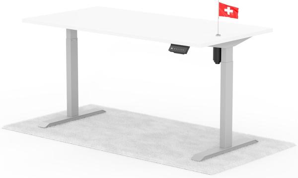 elektrisch höhenverstellbarer Schreibtisch ECO 160 x 80 cm - Gestell Grau, Platte Weiss