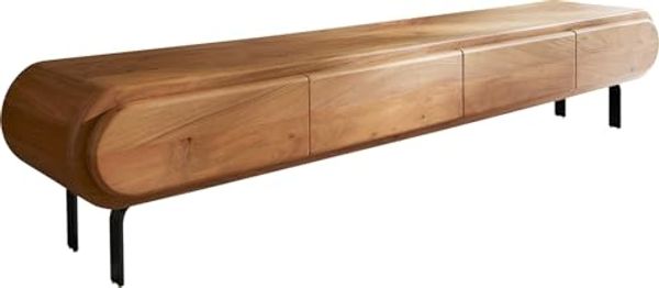 Lowboard Sohara 175 cm Akazie Natur 4 Türen L-Fuß schwarz