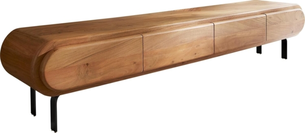 Lowboard Sohara 175 cm Akazie Natur 4 Türen L-Fuß schwarz