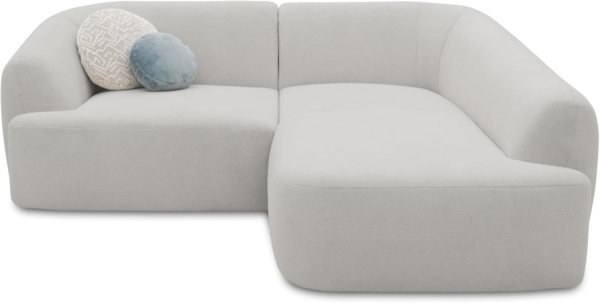 DOMO. collection Ecksofa 100 026, kleine Couch in L-Form, mit Taschenfederkern, organische Form, Sofa, Polsterecke, Eckcouch, Polstergarnitur 216 x 196 x 76 cm (BxTxH), silber