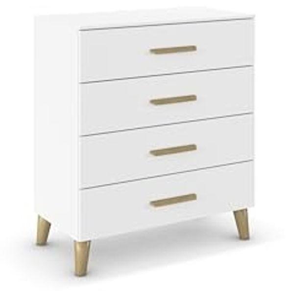 rauch Aditio Box, Kommode, 4 Schubladen, Massivholz-Fuß, mit Softclose-Funktion, Farbe Weiß, BxHxT 80x92x44cm