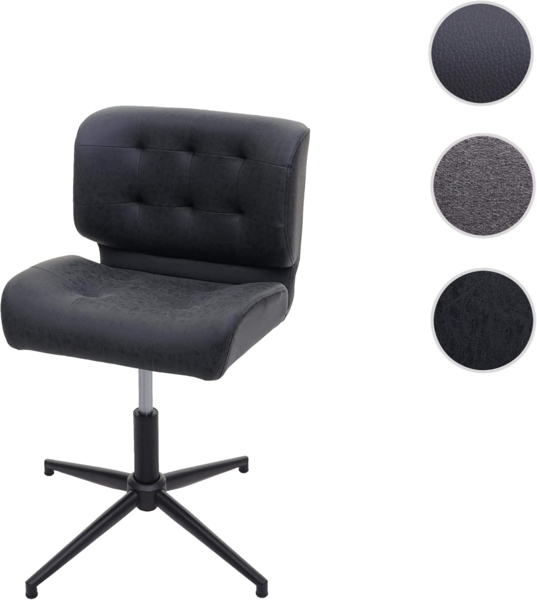 Bürostuhl HWC-H42, Drehstuhl Schreibtischstuhl, drehbar höhenverstellbar ~ Kunstleder vintage dunkelgrau, Fuß schwarz Bild 8