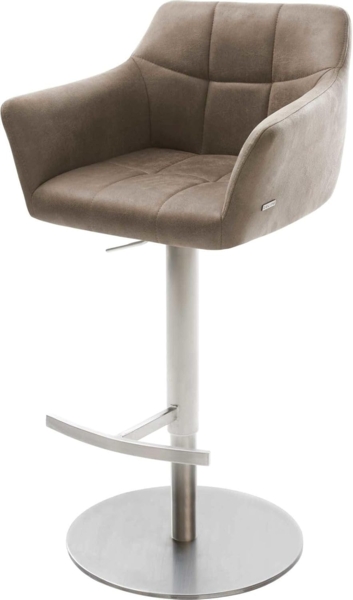 Delife Barstuhl Yulo-Flex Drehfuß höhenverstellbar Metall	, Taupe, Microvelours, Silber