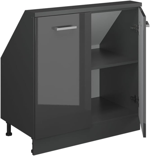 Dachschrägenschrank Rion Anthrazit Hochglanz/Anthrazit mit 2 Türen Vicco Bild 5