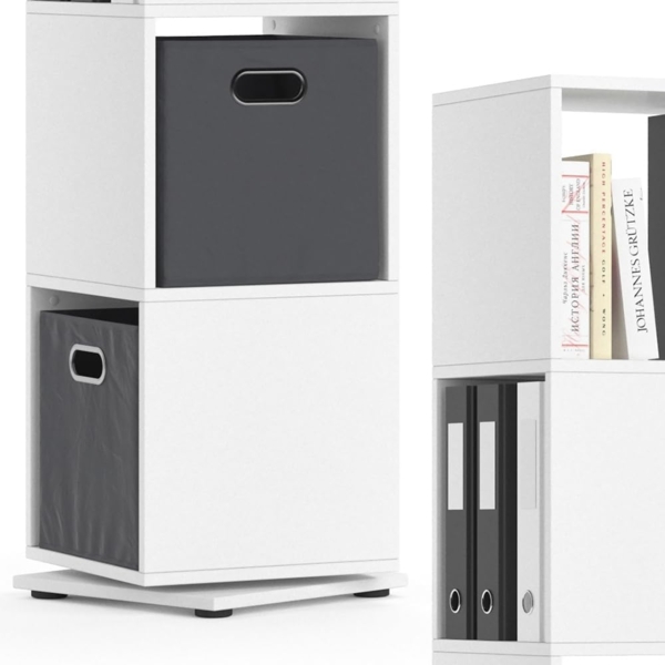 Drehregal Weiß 35.2 x 144.2 cm mit 2 Faltboxen Vicco Bild 6