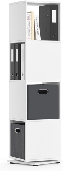 Drehregal Weiß 35.2 x 144.2 cm mit 2 Faltboxen Vicco Bild 7