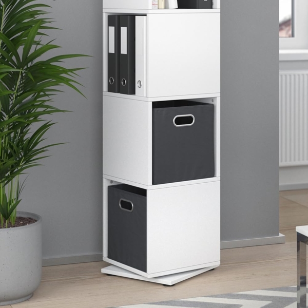 Drehregal Weiß 35.2 x 144.2 cm mit 2 Faltboxen Vicco Bild 5