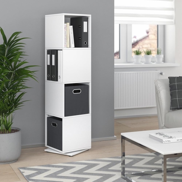 Drehregal Weiß 35.2 x 144.2 cm mit 2 Faltboxen Vicco Bild 2