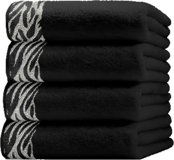 CLASS HOME COLLECTION Handtuch Set Set Frottee Handtuch Duschtuch Leopard Zebra Jaquard, 100% Baumwolle (Luxus Set, 4-St), Mit Aufhänger, luxuriöse Optik