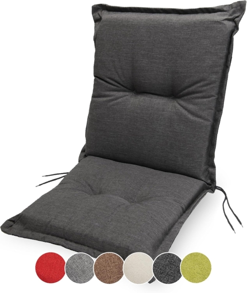 sunnypillow Stuhlkissen 1 Stück Gartenstuhlauflage Niedriglehner 100 x 50 x 9 cm, UV-Lichtecht Stuhlauflage Stuhlkissen, Anthrazit